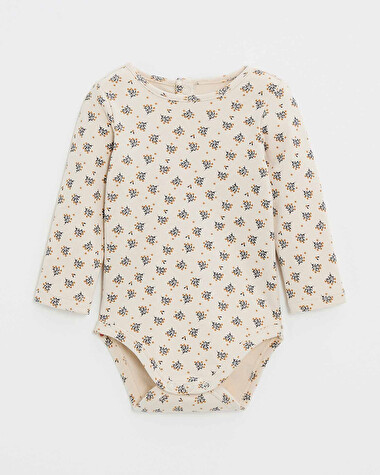 Printed long-sleeved bodysuit Gold button print  Natalys