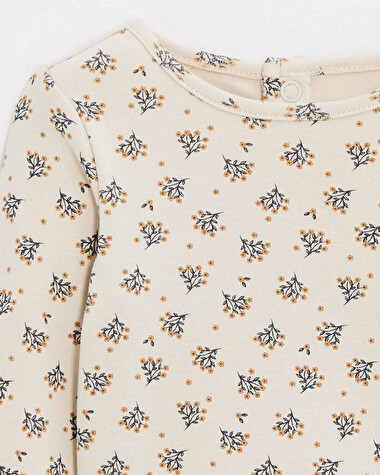 Printed long-sleeved bodysuit Gold button print  Natalys