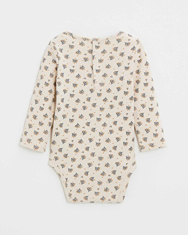 Printed long-sleeved bodysuit Gold button print  Natalys