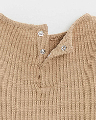Embroidered long-sleeved bodysuit Caramel color  Natalys
