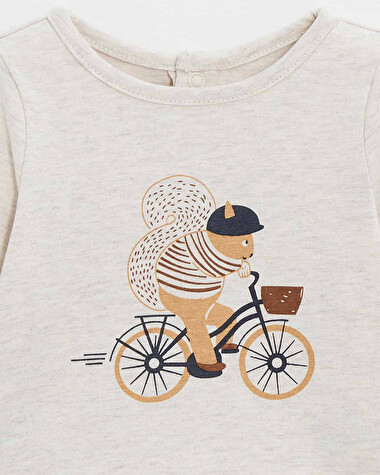 Animated long-sleeved t-shirt Heather beige color  Natalys