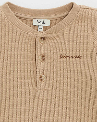 Embroidered long-sleeved t-shirt Caramel color  Natalys