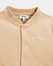 Embroidered fleece vest Camel color Natalys