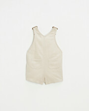 Short canvas overalls Beige color  Natalys
