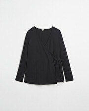 Cotton wrap cardigan Black color Natalys