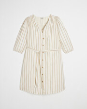 Striped cotton voile dress Ecru color  Natalys