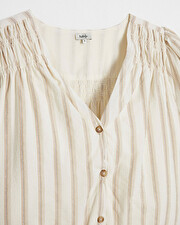 Striped cotton voile dress Ecru color  Natalys