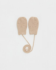 Openwork knit mittens Camel color Natalys