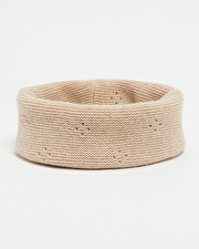Openwork knit snood Heather beige color  Natalys