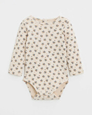 Printed long-sleeved bodysuit Gold button print  Natalys