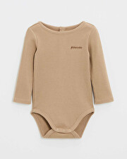 Embroidered long-sleeved bodysuit Caramel color  Natalys