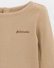 Embroidered long-sleeved bodysuit Caramel color  Natalys