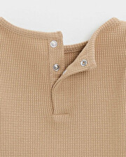 Embroidered long-sleeved bodysuit Caramel color  Natalys