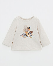 Animated long-sleeved t-shirt Heather beige color  Natalys