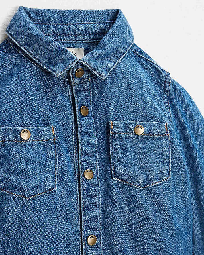 Long sleeve denim shirt Blue color Natalys