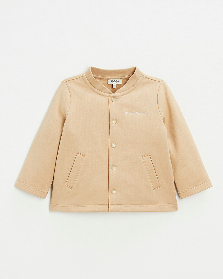Embroidered fleece vest Camel color Natalys