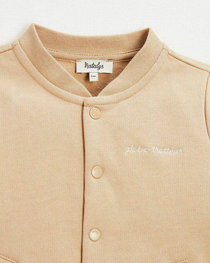 Embroidered fleece vest Camel color Natalys