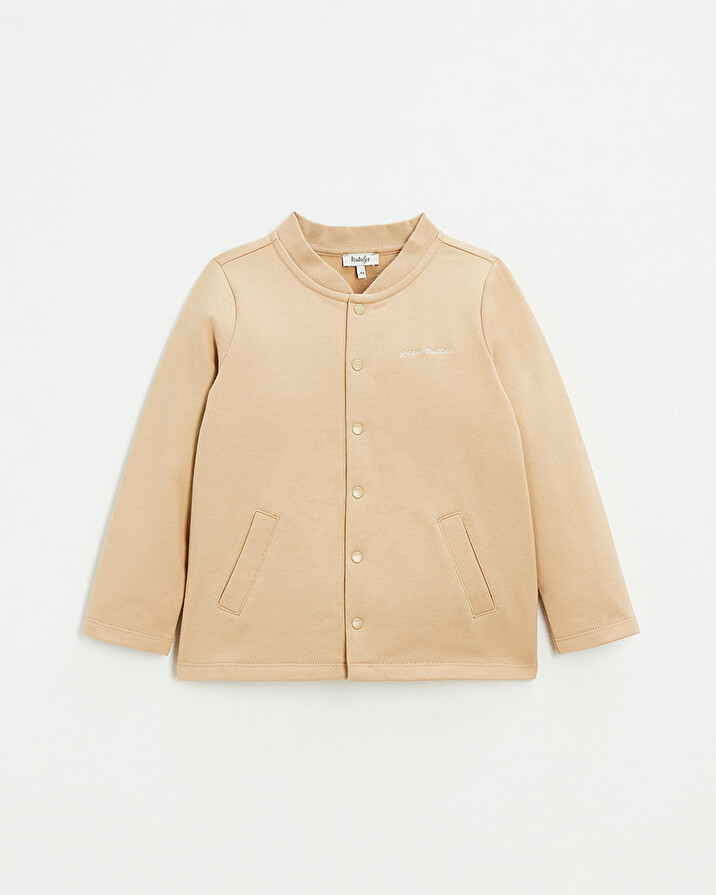 Embroidered fleece vest Camel color Natalys