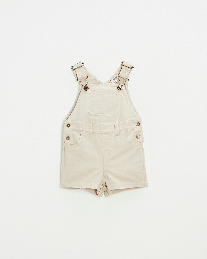 Short canvas overalls Beige color  Natalys