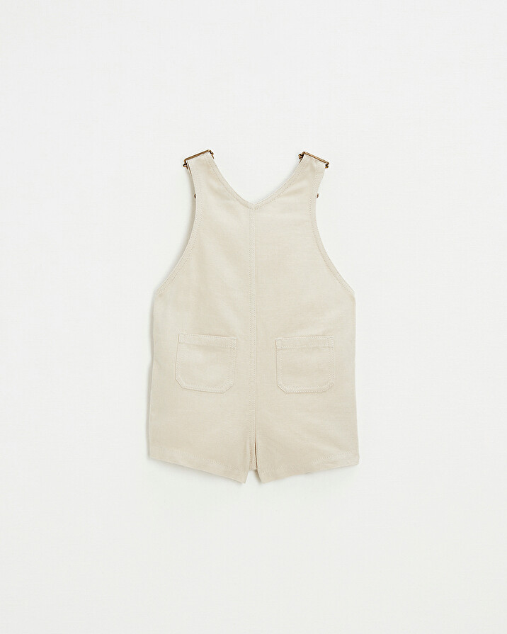 Short canvas overalls Beige color  Natalys