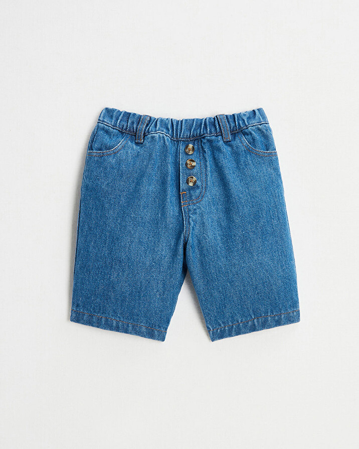 Raw denim Bermuda shorts Dark blue color Natalys