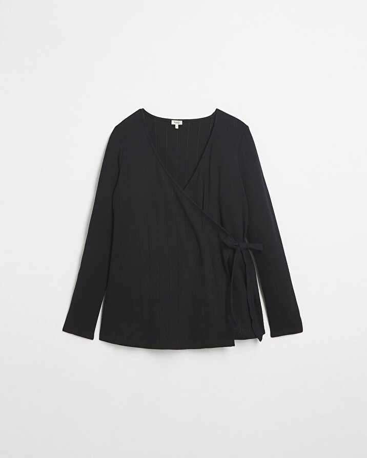 Cotton wrap cardigan Black color Natalys