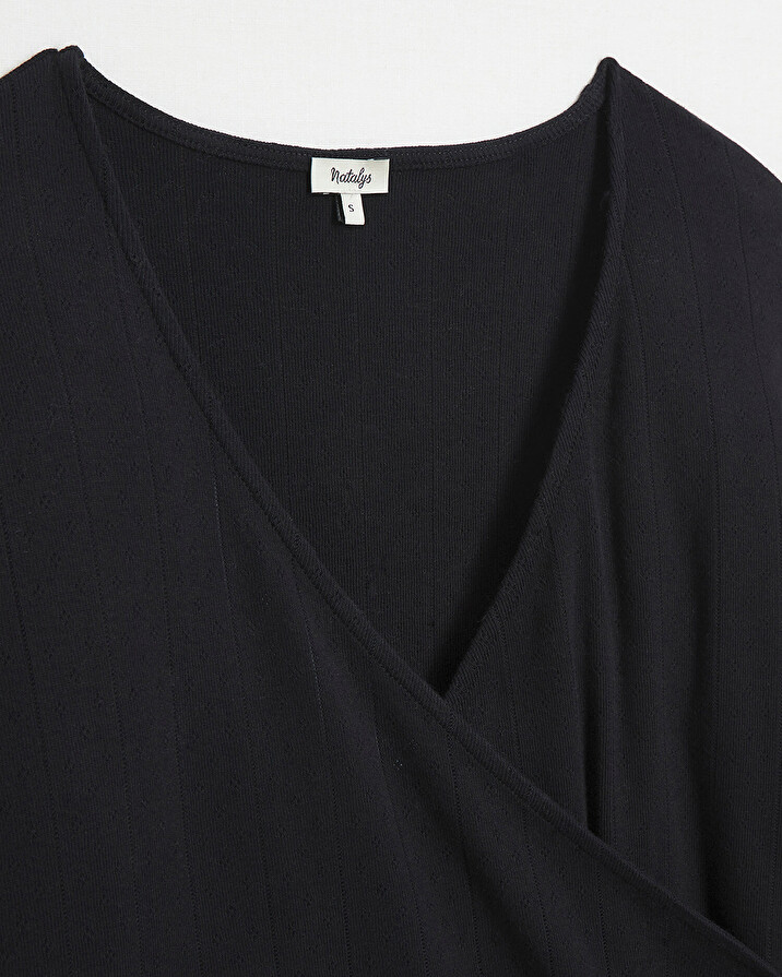Cotton wrap cardigan Black color Natalys