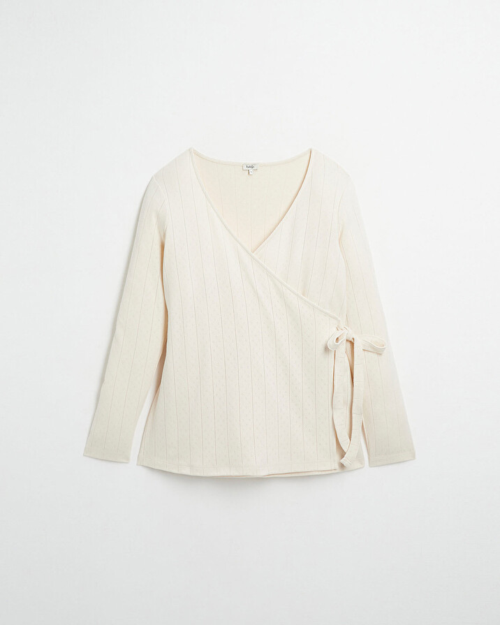 Cotton wrap cardigan Ecru color  Natalys
