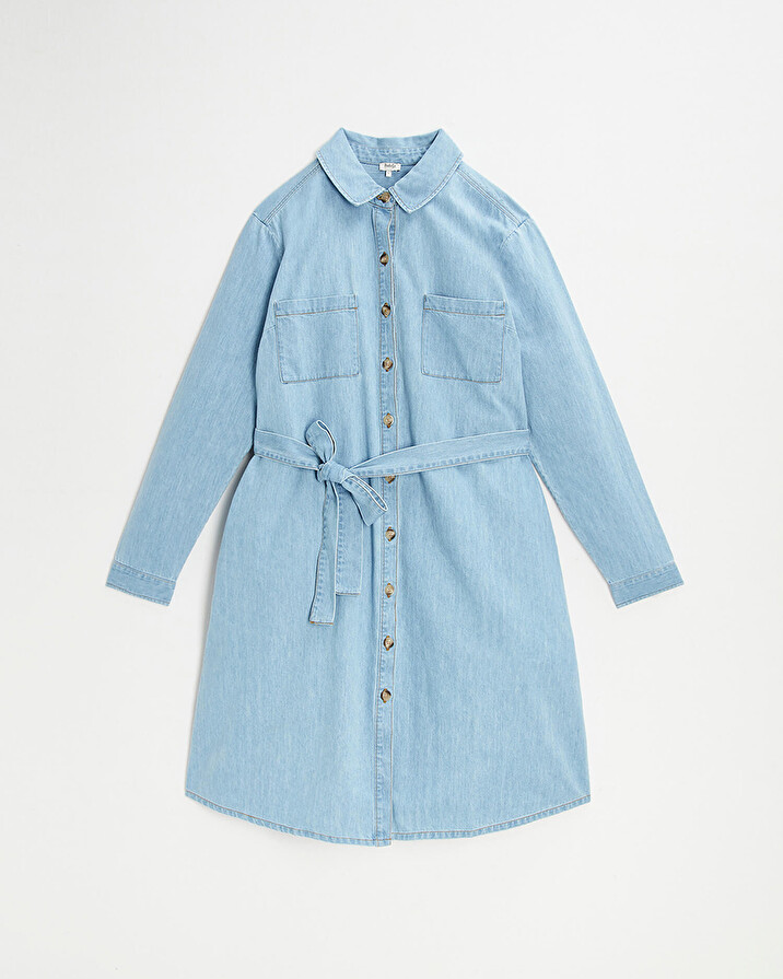 Denim maternity dress Light blue color  Natalys