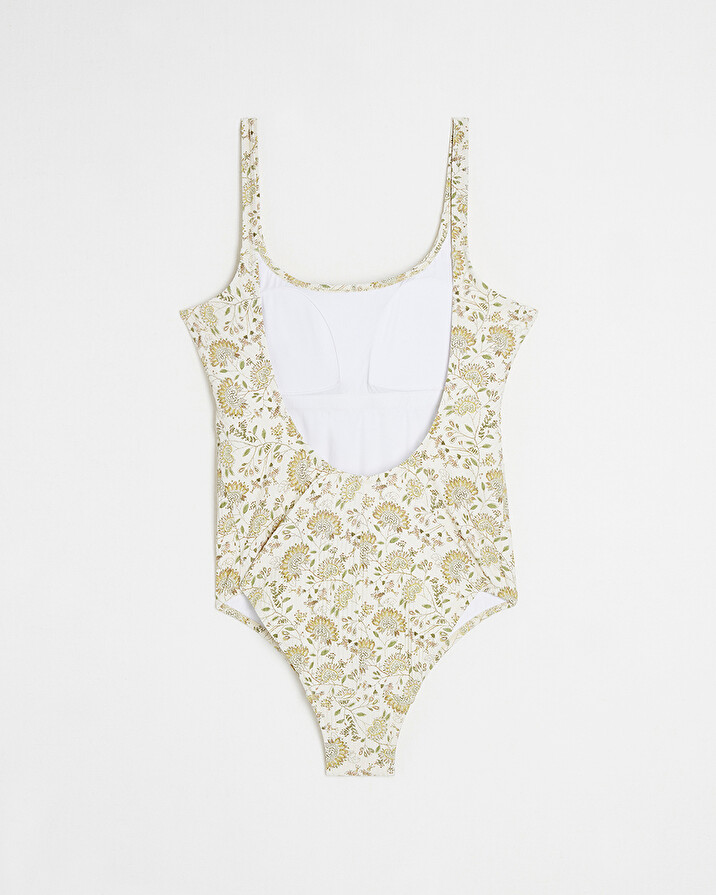 UV protection swimsuit Flower print Cache coeur