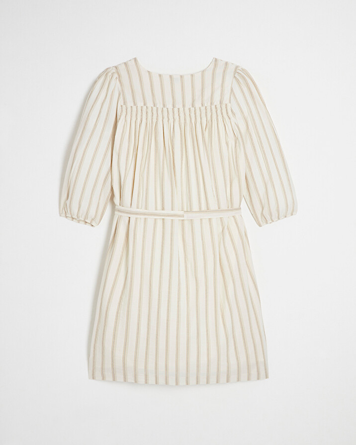 Striped cotton voile dress Ecru color  Natalys