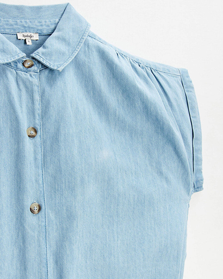Denim maternity dress Light blue color Natalys