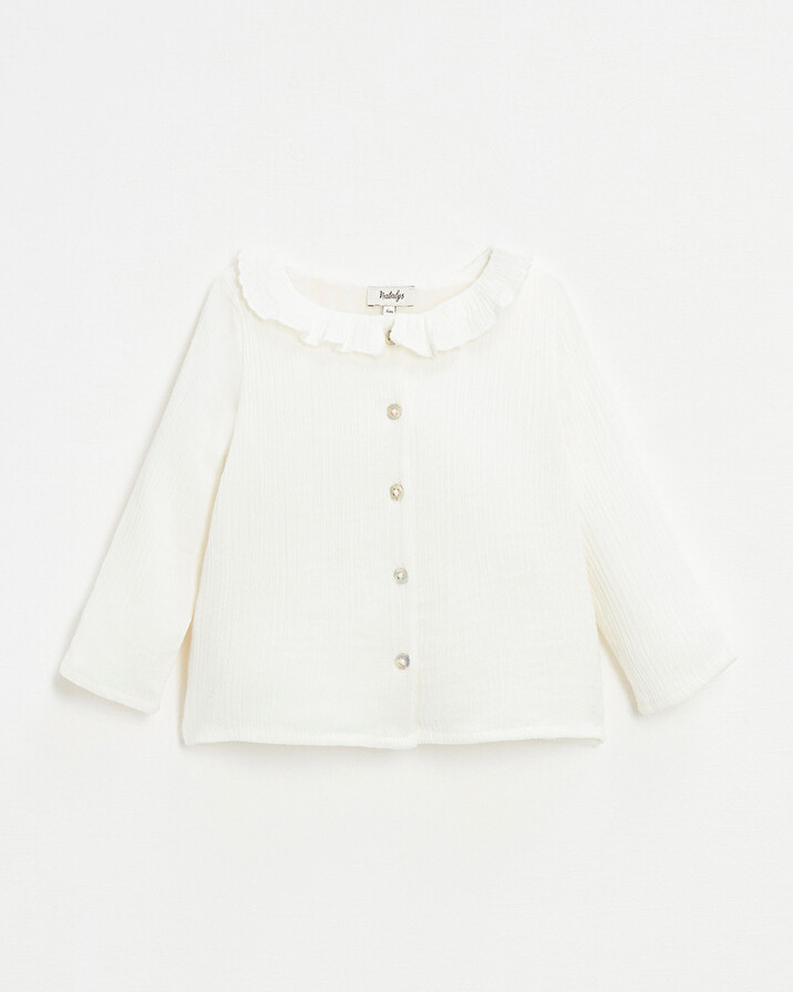 Baby blouse in organic cotton gauze White color Natalys