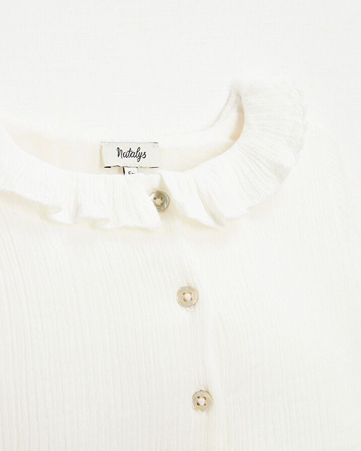 Baby blouse in organic cotton gauze White color Natalys