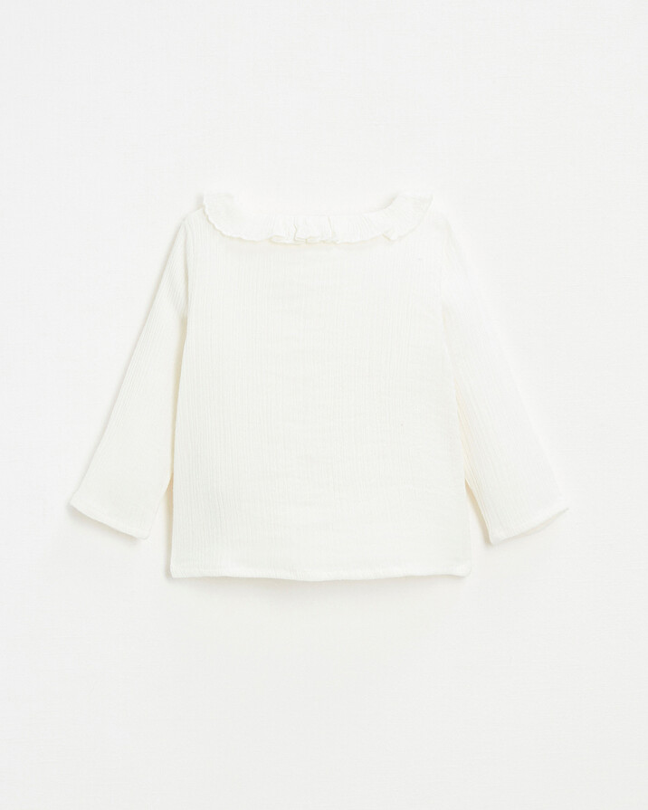 Baby blouse in organic cotton gauze White color Natalys