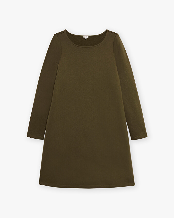 Khaki fleece straight dress Khaki color  Natalys