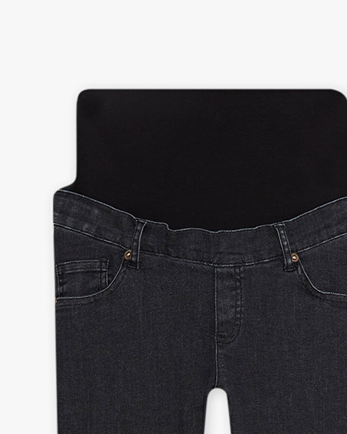 High-waisted slim maternity jeans Black denim  Natalys