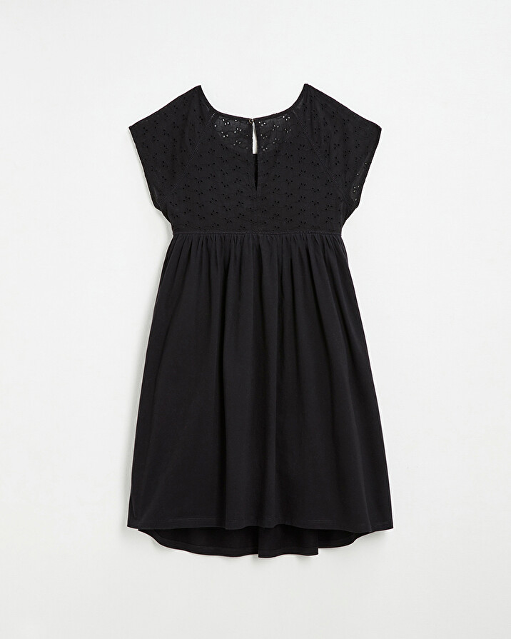 Black dress with English embroidery Black color  Natalys