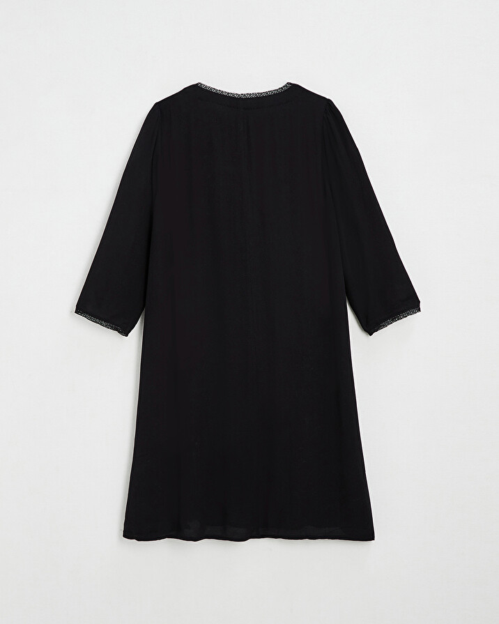Black viscose dress for maternity and breastfeeding Black color  Natalys