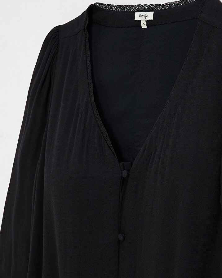 Black viscose dress for maternity and breastfeeding Black color  Natalys