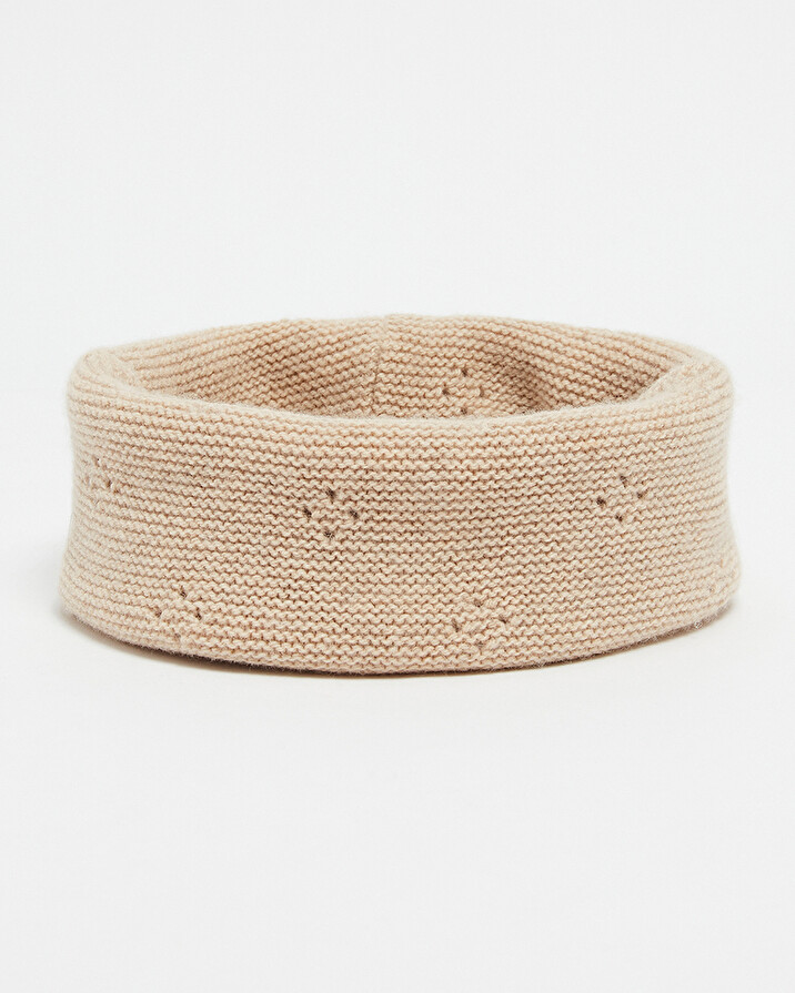 Openwork knit snood Heather beige color  Natalys