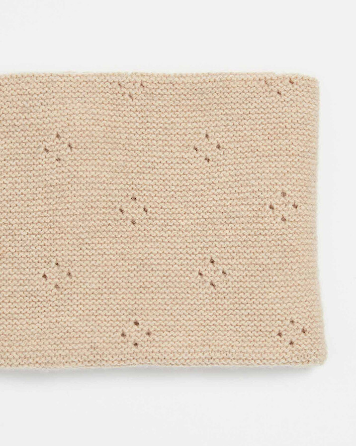 Openwork knit snood Heather beige color  Natalys