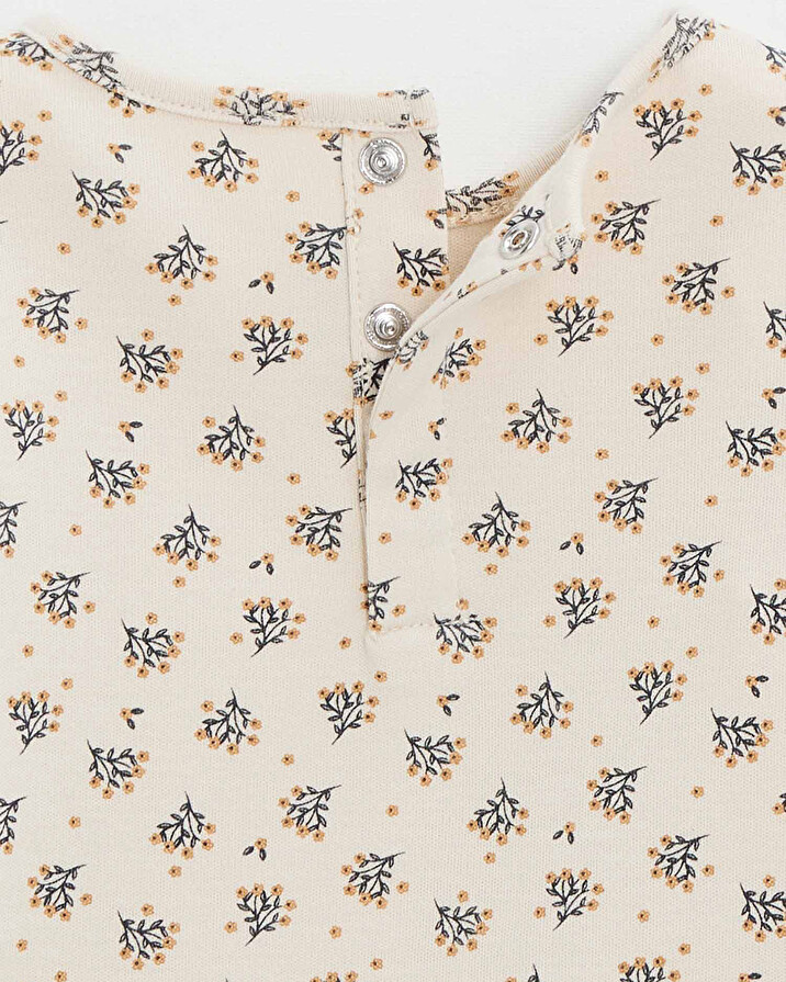 Printed long-sleeved bodysuit Gold button print  Natalys