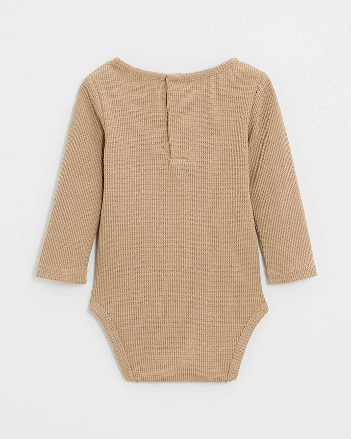 Embroidered long-sleeved bodysuit Caramel color  Natalys