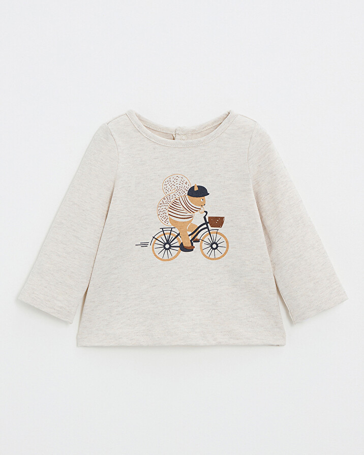 Animated long-sleeved t-shirt Heather beige color  Natalys
