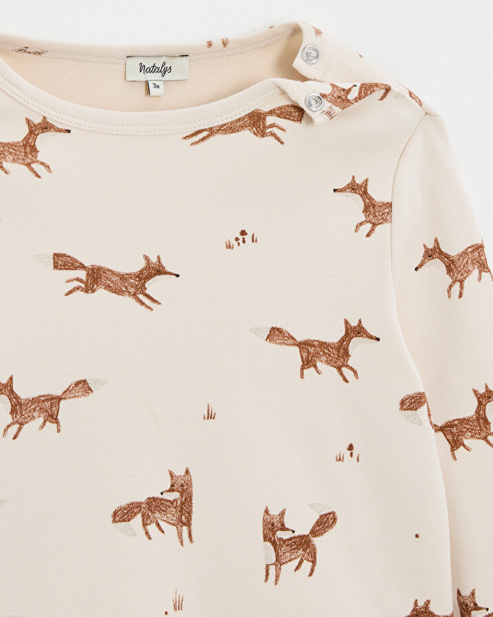 Printed long-sleeved t-shirt Fox print Natalys
