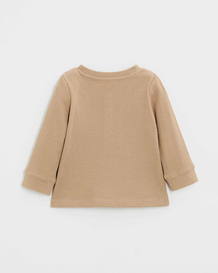 Embroidered long-sleeved t-shirt Caramel color  Natalys