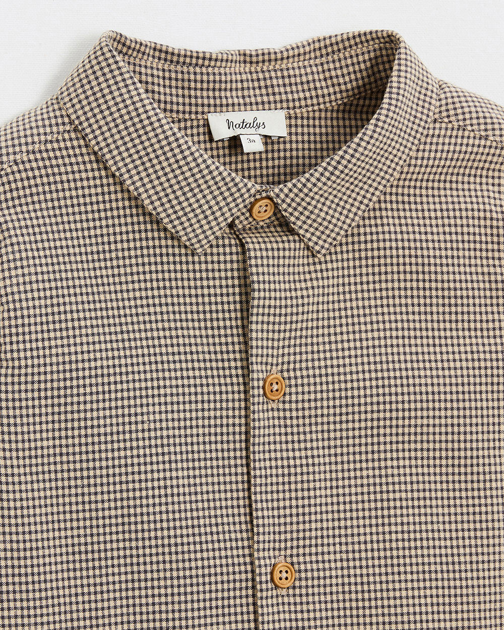Gingham shirt Anthracite grey/beige color  Natalys