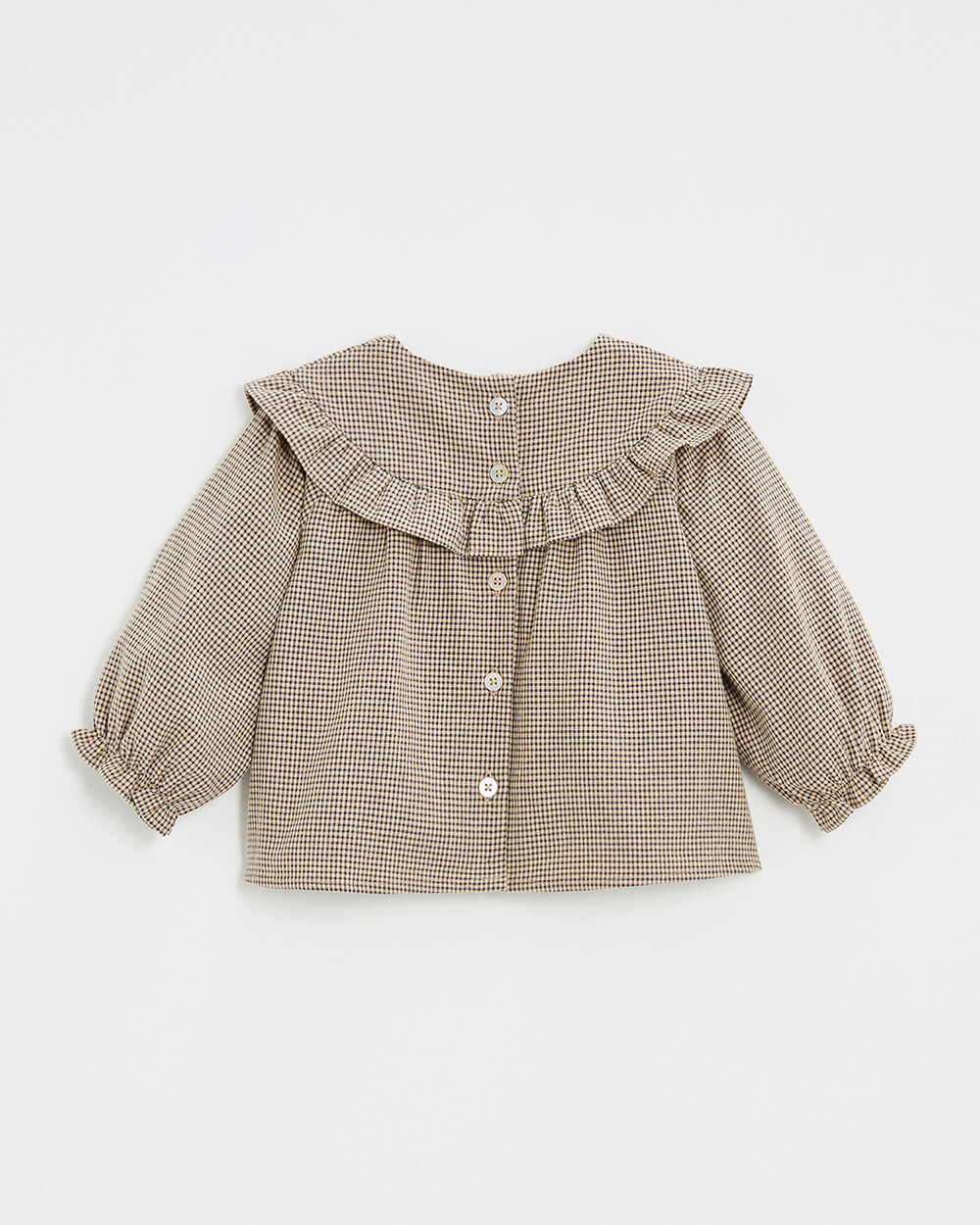 Gingham blouse Anthracite grey/beige color  Natalys