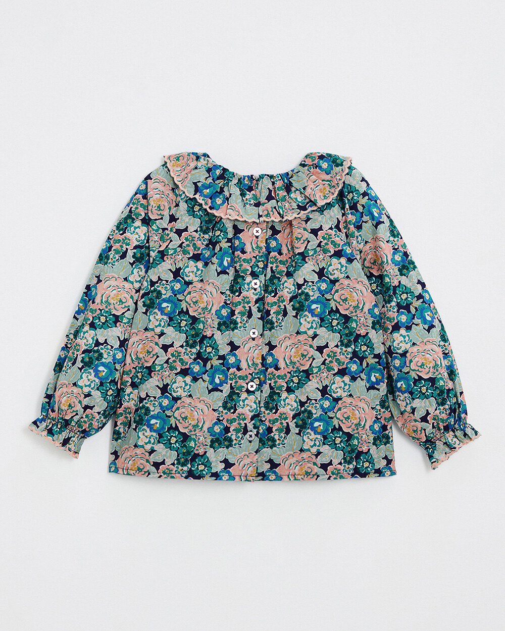 Printed poplin blouse Large flower print  Natalys